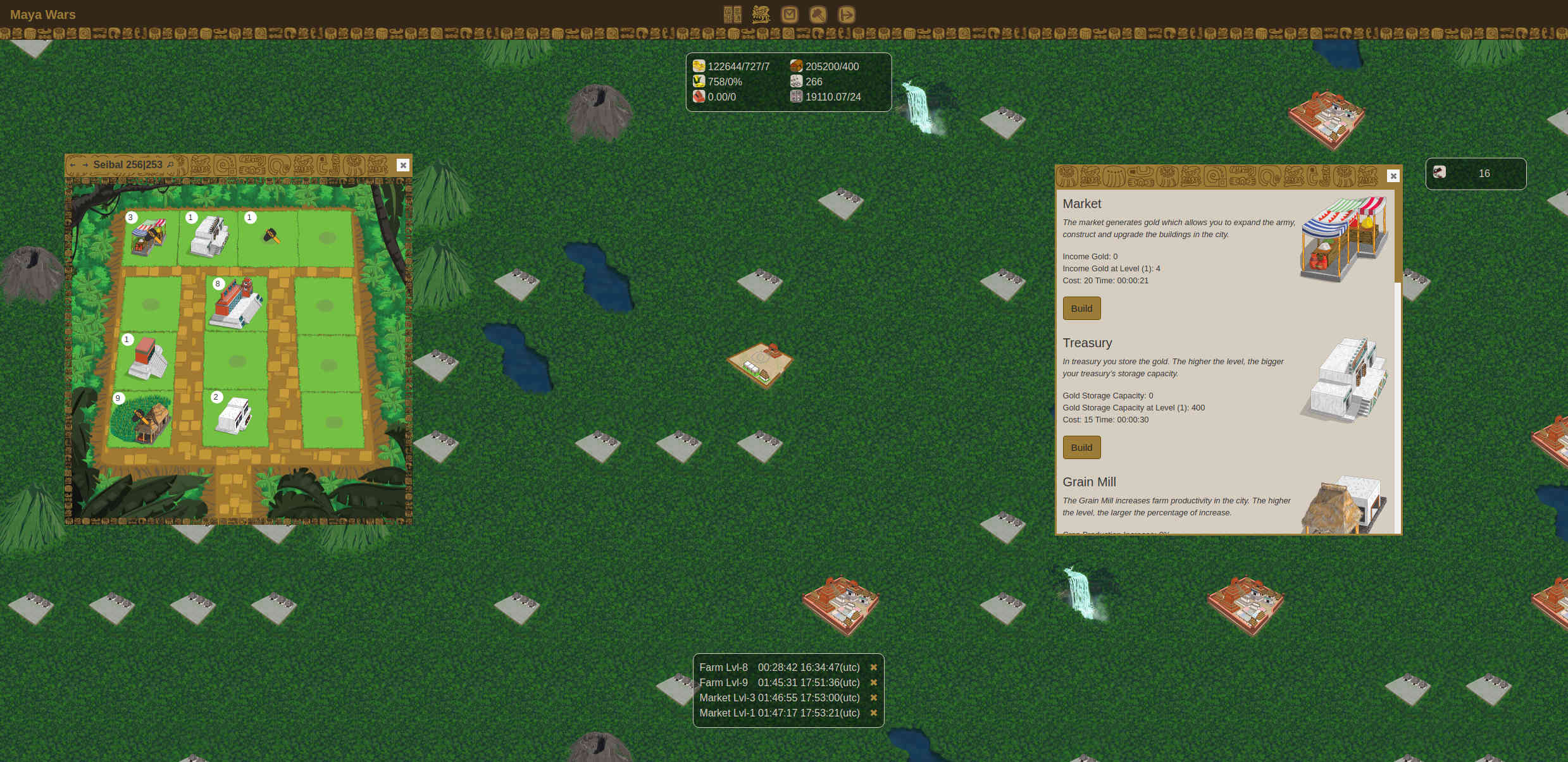 Maya Wars city building interface