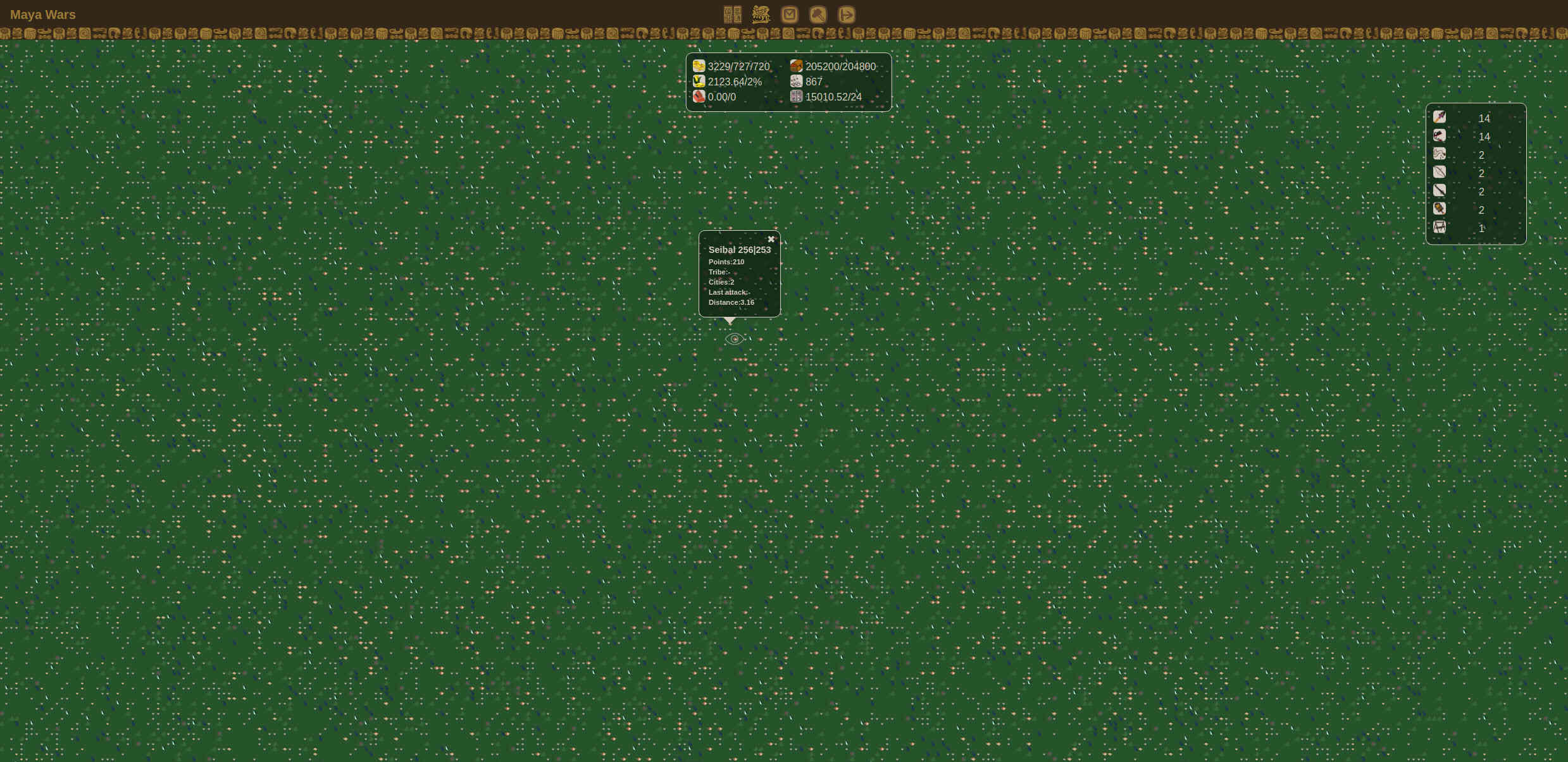 Maya Wars strategic world map overview